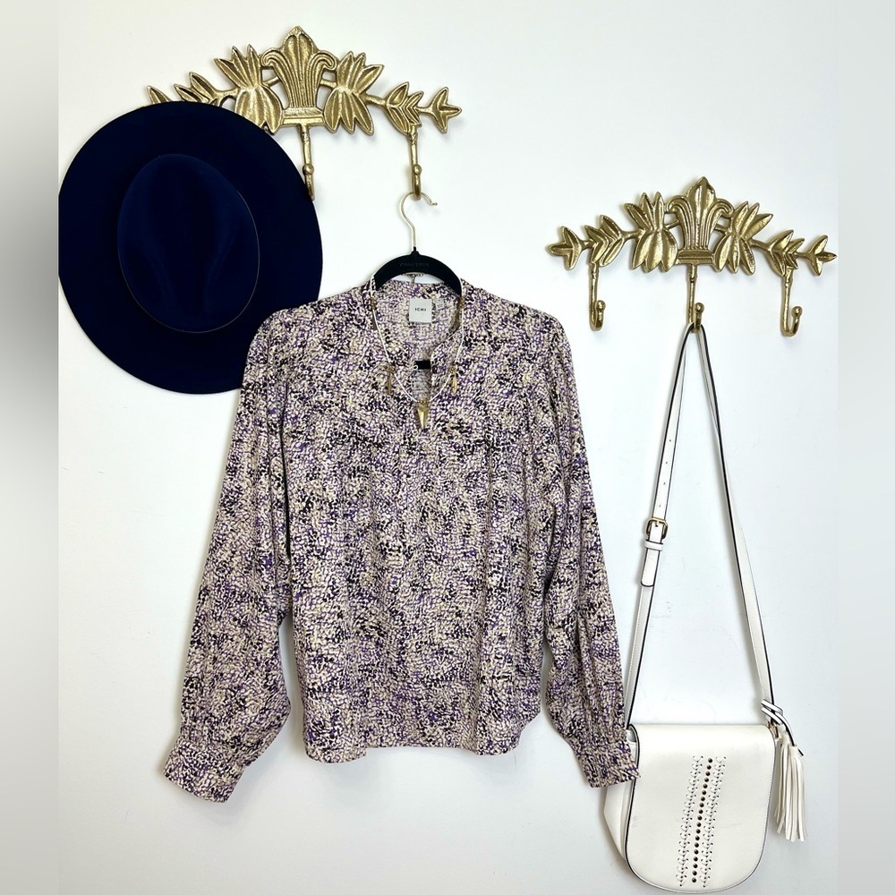 ICHI Shabby chic blouse L pit 24.5” l 25.5”